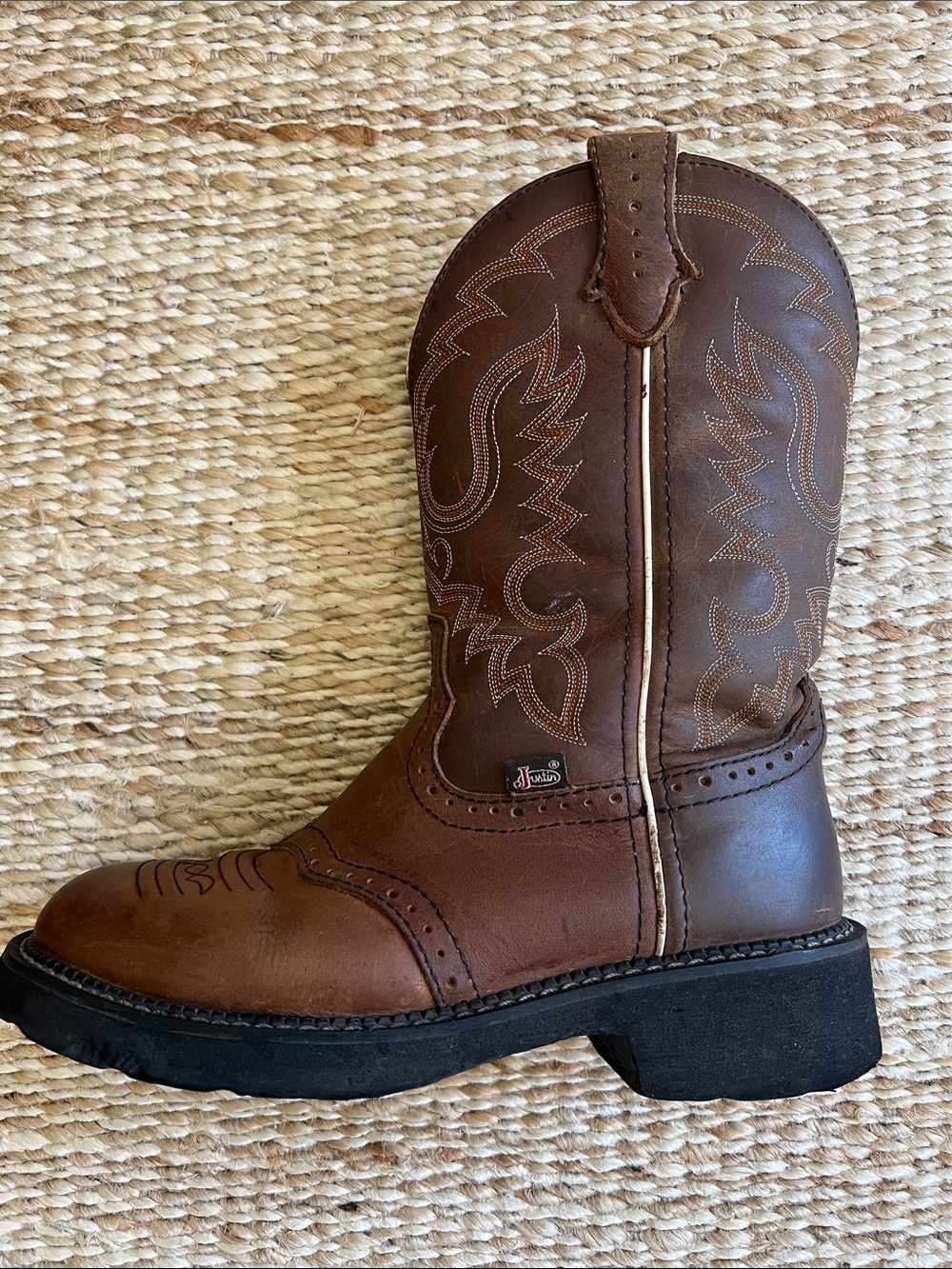 Justin Inji 11” Leather Women's Western Heeled Pull-On Boots - Style GY9909